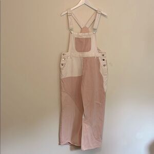 Cider Pink and Cream Overalls with Adjustable Straps